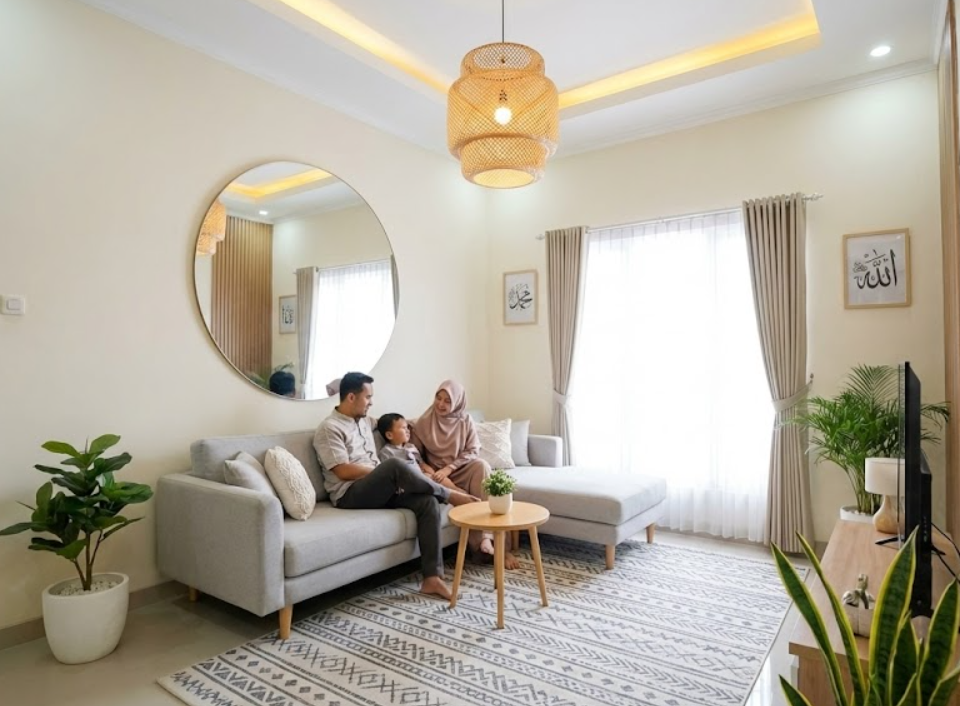 nspirasi interior ruang keluarga sempit minimalis yang terlihat luas dan nyaman.