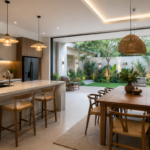 arsiteku renovasi rumah mewujudkan hasil akhir hunian impian berkonsep Japandi tropical yang fungsional.