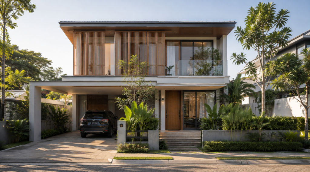 arsiteku renovasi rumah mewujudkan hasil akhir hunian impian berkonsep Japandi tropical yang fungsional.
