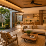 arsiteku renovasi rumah mewujudkan hasil akhir hunian impian berkonsep Japandi tropical yang fungsional.